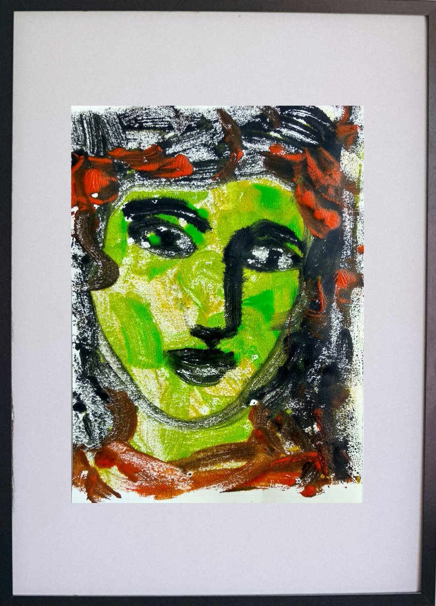 Expressive Portrait Limited Edition Print By Asha Shenoy, 8 X 11, Portrait Of A Woman-Vii, Original Artwork