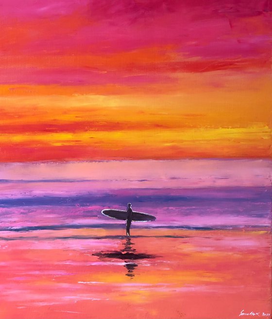 Sunset. Surfer 60-70cm
