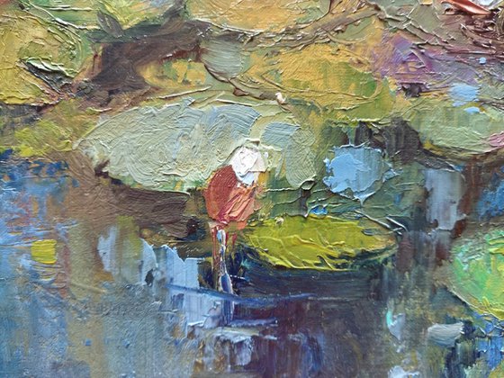 White Lily Pond – Impressionist Oil