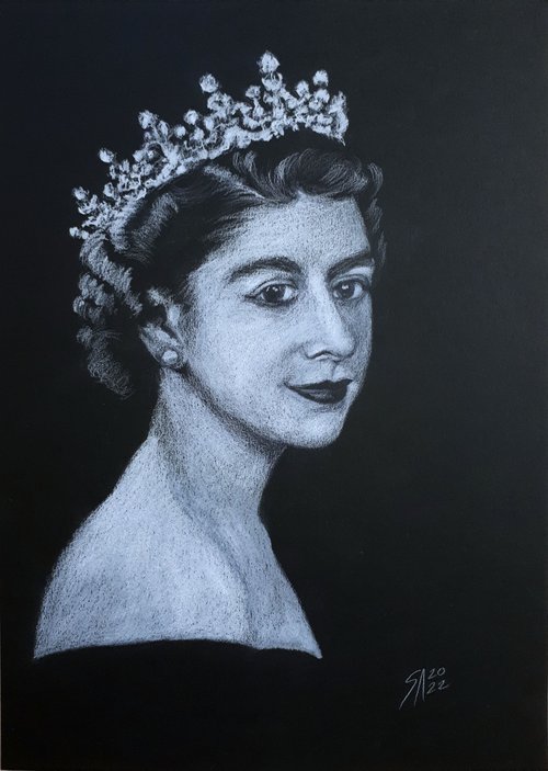 Queen Elizabeth II / ORIGINAL DRAWING by Salana Art Gallery