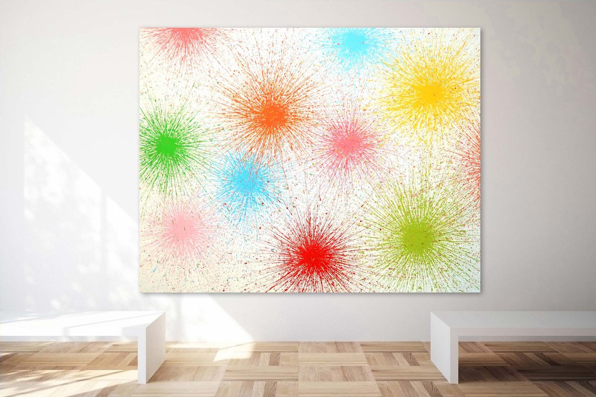 Abstract Acrylic Painting By Isabelle Pelletane, 83 X 67, Constellation, Original Artwork