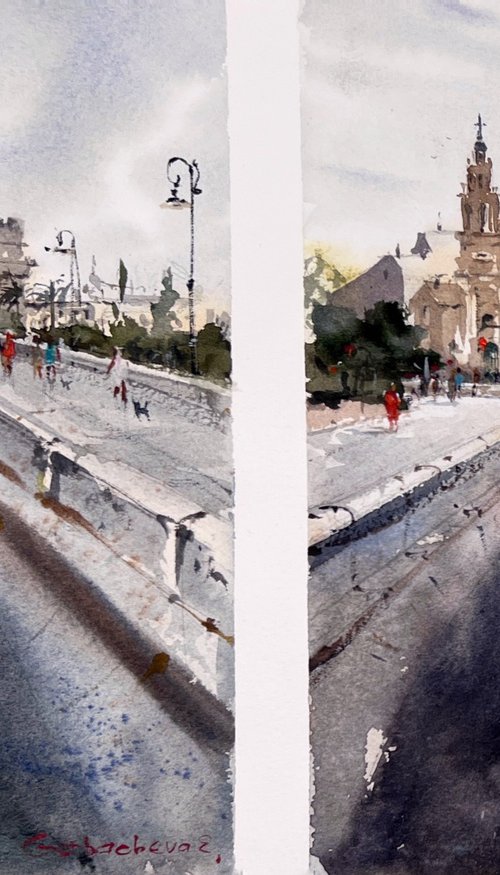 Serrans Bridge Views(Diptych) by Eugenia Gorbacheva