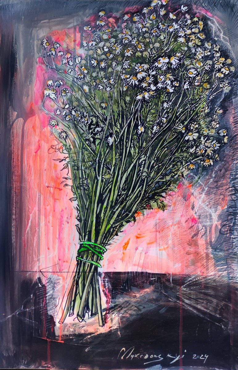 Impressionistic Botanical Painting By Pavlo Makedonskyi, 21 X 29", Bouquet, Original Artwork