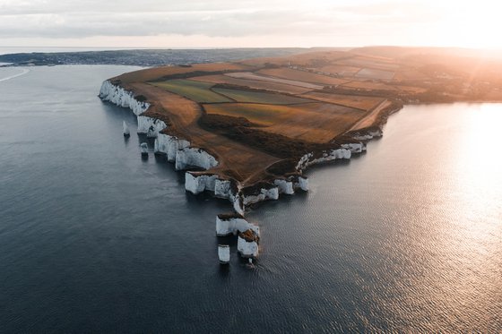 Old Harry Rocks, Dorset – Golden Hour Aerial
