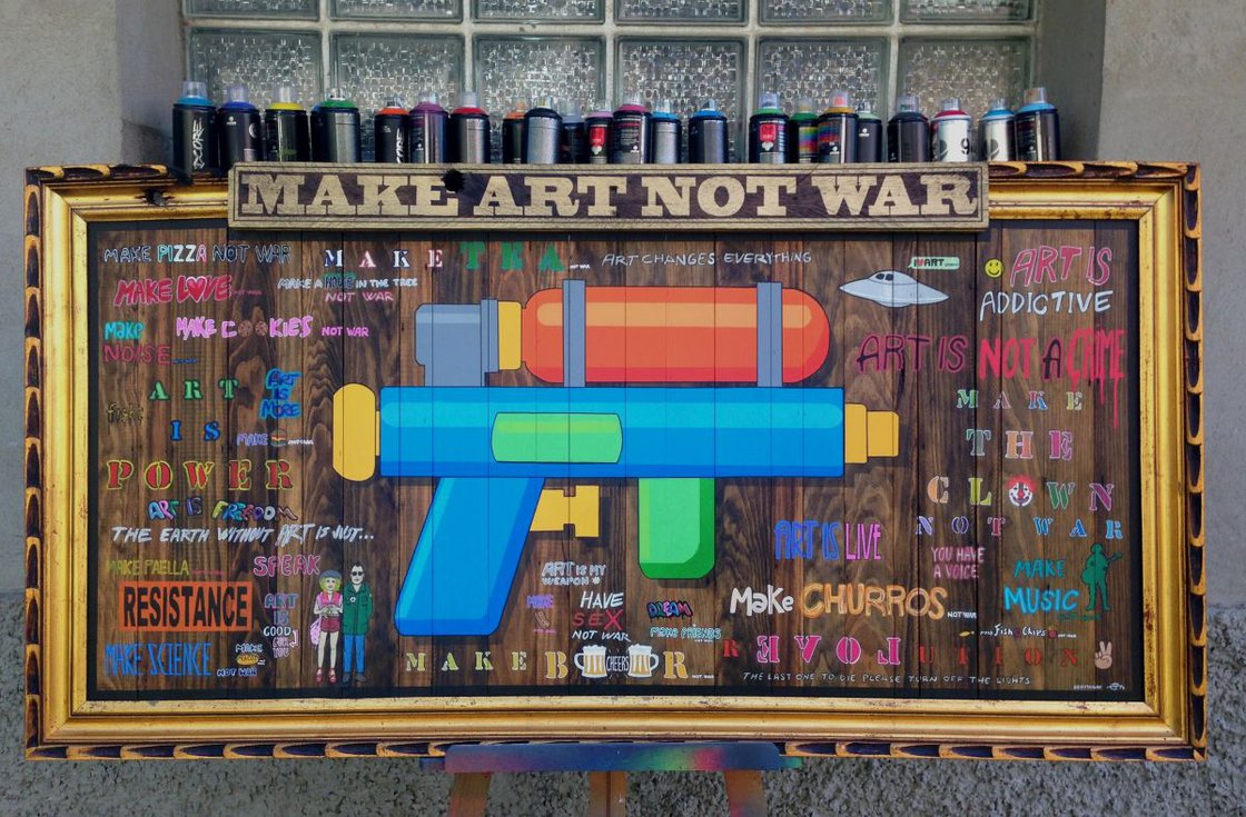 MAKE ART NOT WAR (142 x 52cm) (55.9 x 28.3