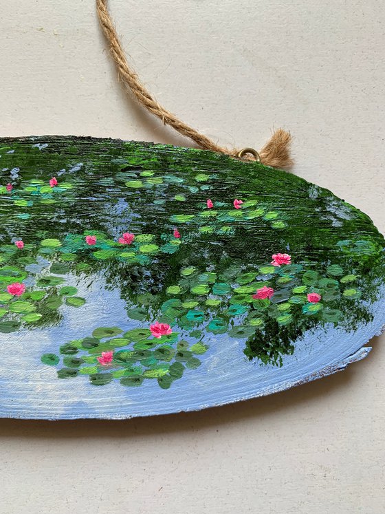 Monet’s Water lilies garden - painting on wood