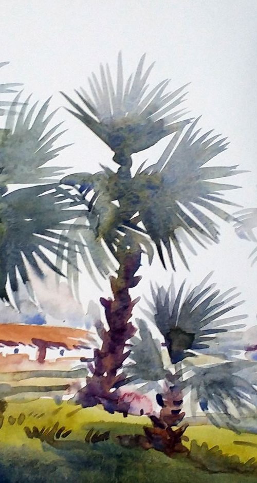 Palm Trees & Rural Landscape by Samiran Sarkar