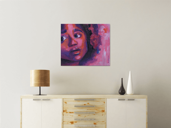 Young Black Female Face — Curious