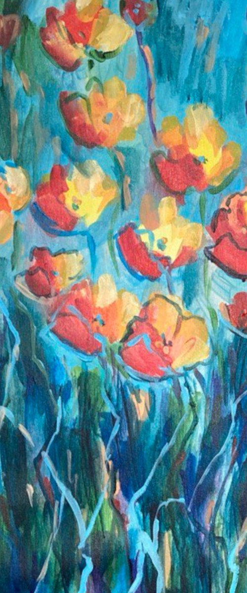Blooming Garden Poppies by Marina Krylova