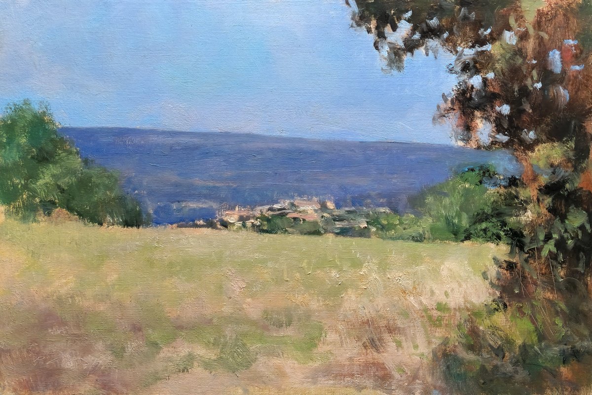 Impressionistic Landscape Oil Painting By Pascal Giroud, 12 X 8", Back To Home, Original Artwork