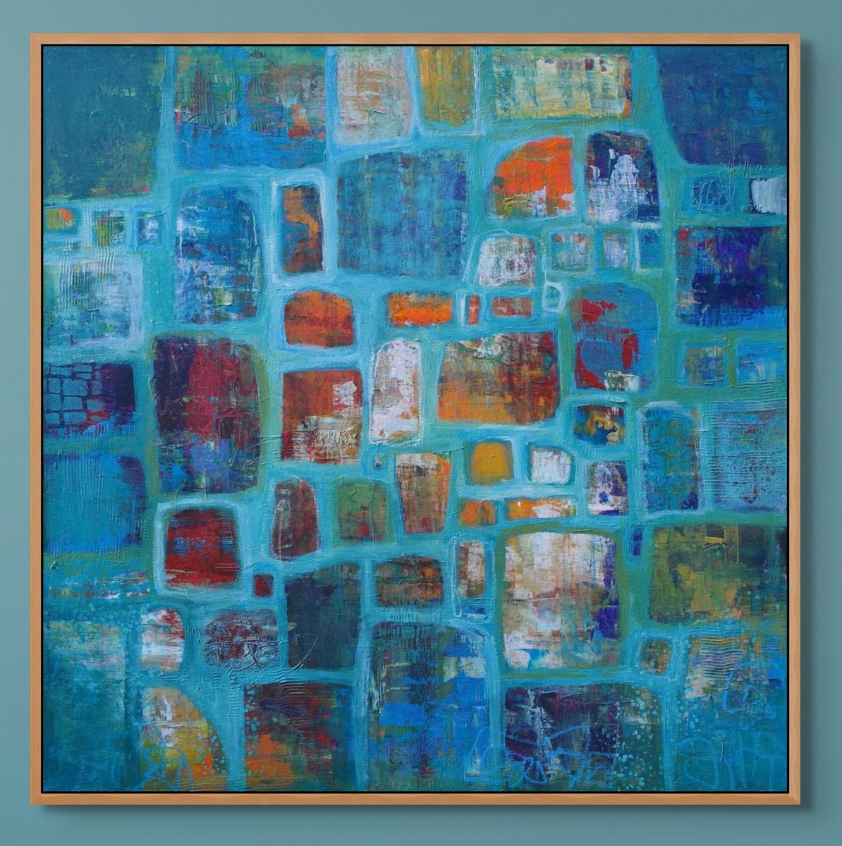 Geometric Abstract Painting By Sage Mountain Studio, 36 X 36", Dragon