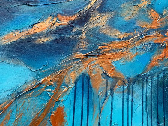 Blue Planet - XL LARGE,  TEXTURED ABSTRACT ART – EXPRESSIONS OF ENERGY AND LIGHT. READY TO HANG!