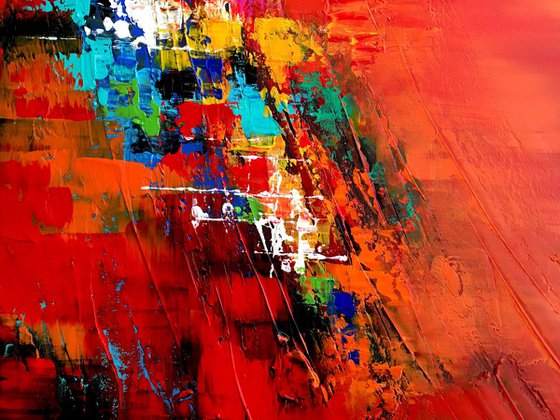 Forgotten Journey - XL LARGE,  Modern, Textured, Joyful,  Energetic,  Bold,  Colorful Painting - READY TO HANG!