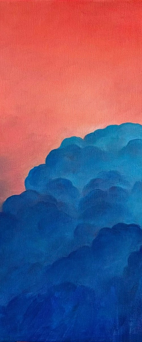 "Cobalt Sky" pink blue oil art by Anastasiia Bondar
