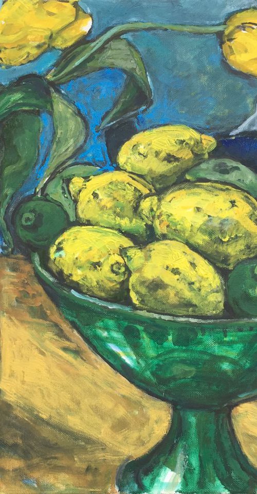 lemons and yellow tulips by Patricia Clements