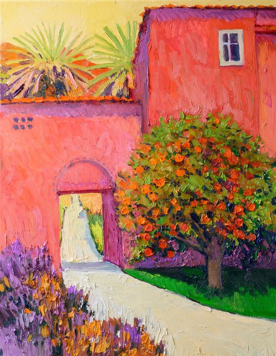 Orange Tree and Pink House