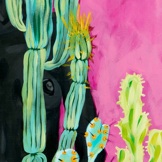 Behind Cactuses (140x140cm/55x55in)