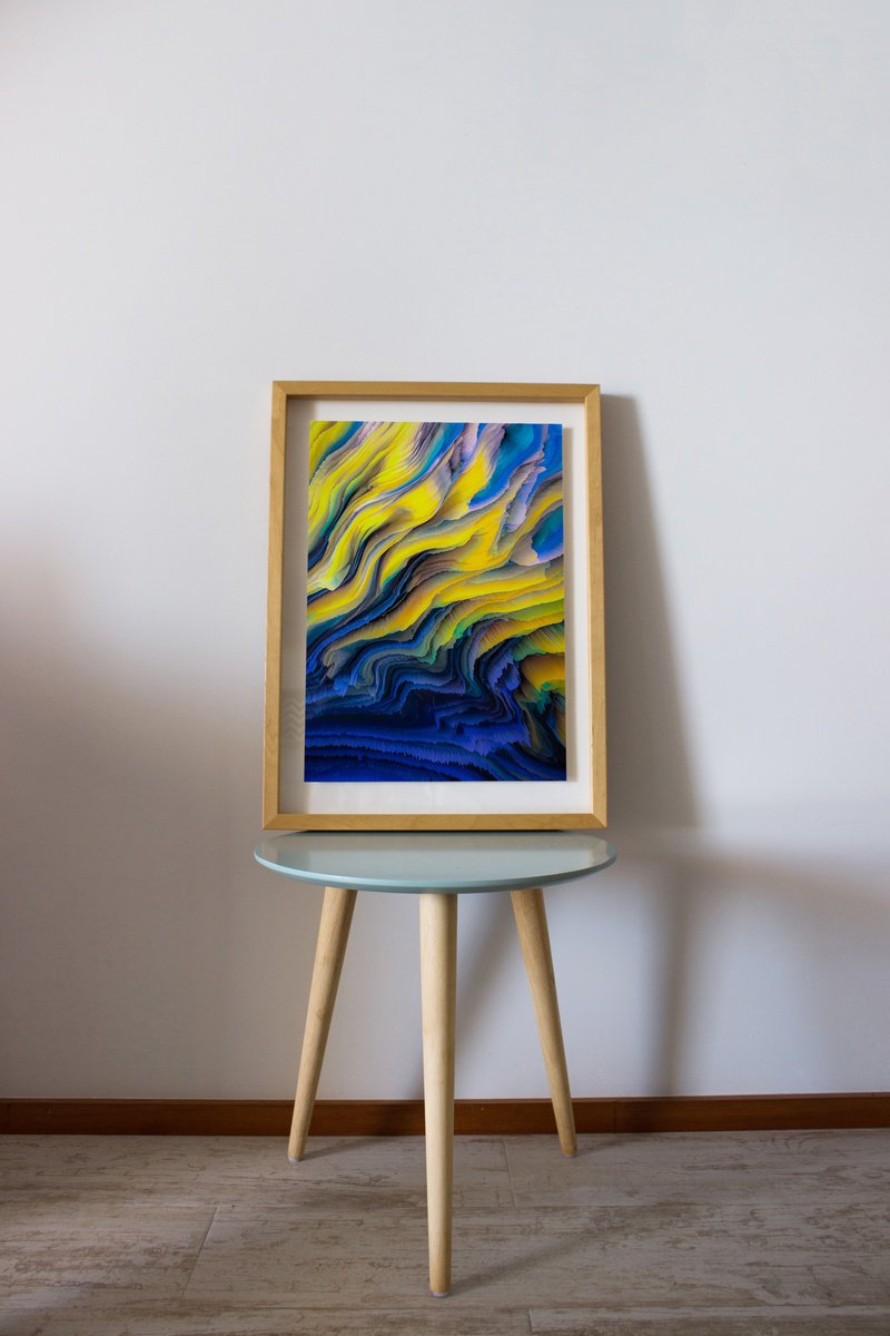 Organic Abstract Giclee Print By Sarah Pena, 16 X 22", Lunar Symphony: Moonlit Harmonies, Original Artwork