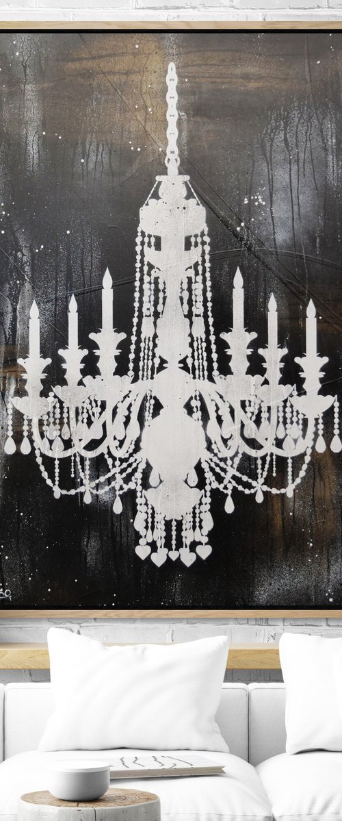 Raw Chandelier Class 140cm x 100cm Textured Urban Pop Art by Franko