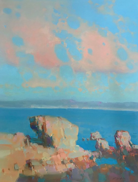 Malibu Cliffs, Original oil painting, Handmade artwork, One of a kind