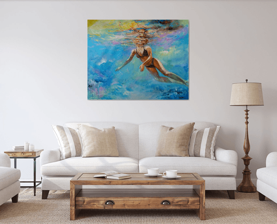 swimming girl3, 48x38 in