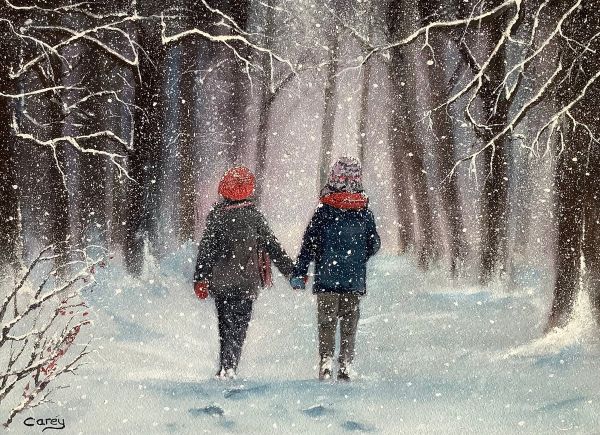 Winter scene, children in the snow by Darren Carey