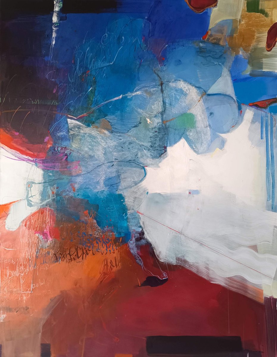 Organic Portrait Painting By Magdalena Morey, 55 X 71", The Freedom Of Dreams 1, Original Artwork