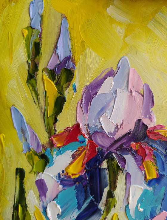 Irises - flowers, oil painting, irises flowers, gift idea