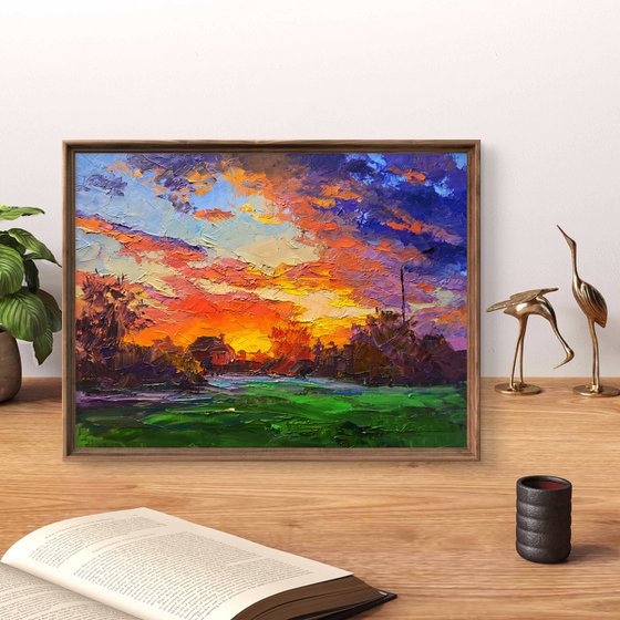 Multicolored clouds at sunset