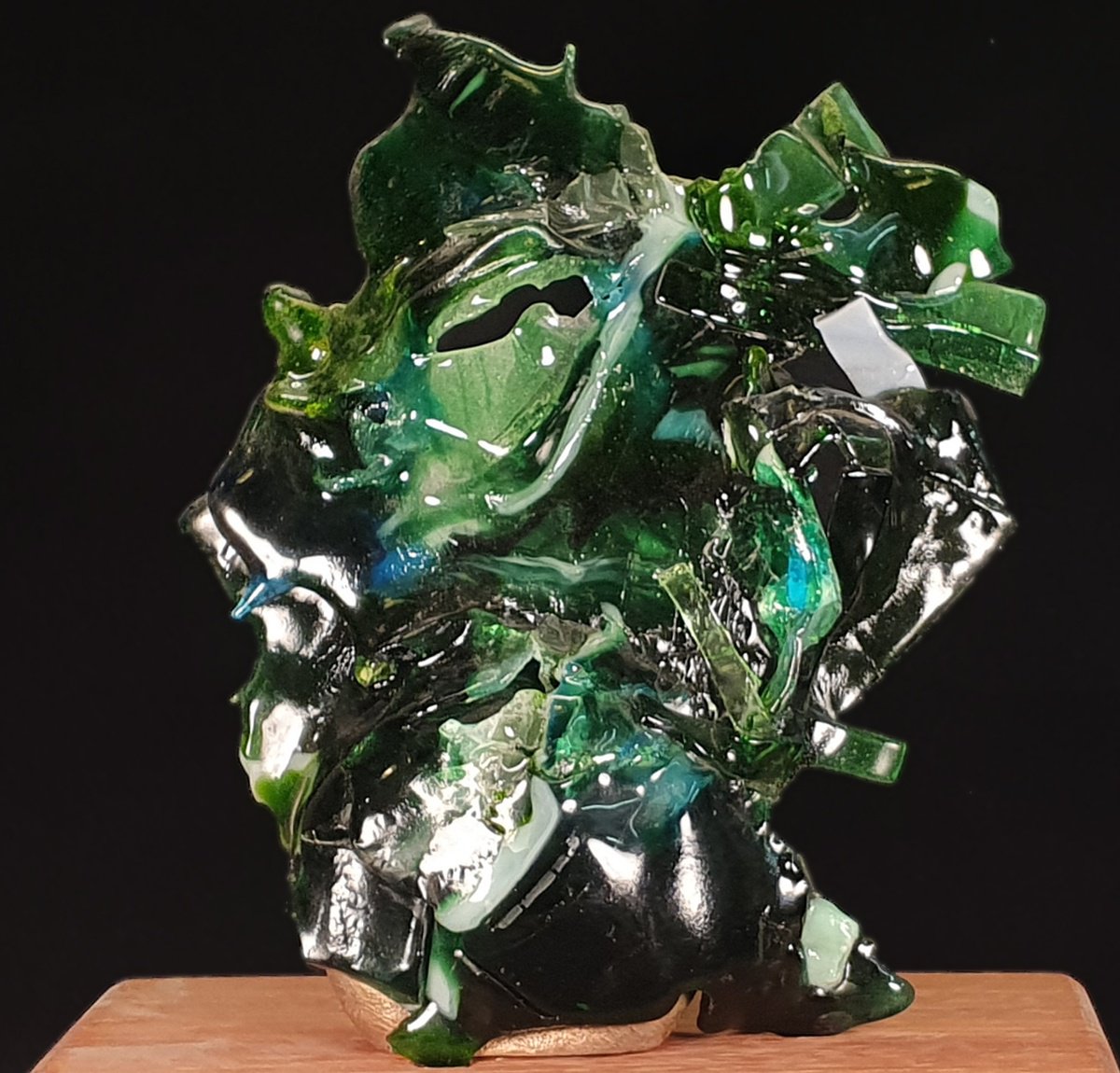 Impressionistic Abstract Sculpture By Wichert Van Engelen, 11 X 10", Abstract Green, Original Artwork