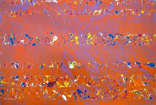 Happy dancing blots on orange. (60Х40)cm by Vitaliy Koriakin
