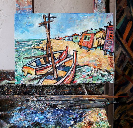 Fishing boats and home.