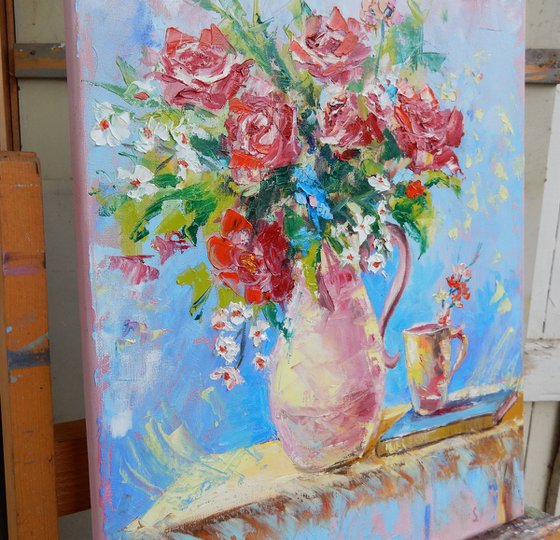 Roses, flowers in a vase.