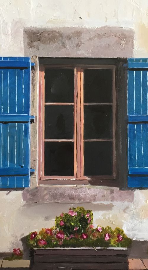 White Walls, Blue Shutters by Andrew  Reid Wildman