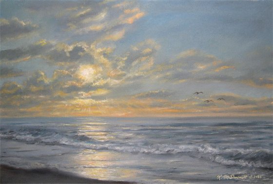 Atlantic Dawn - Golden Mile - acrylic 16X24 framed