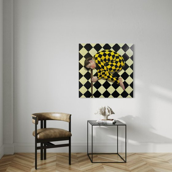 Original oil painting Equilibrist