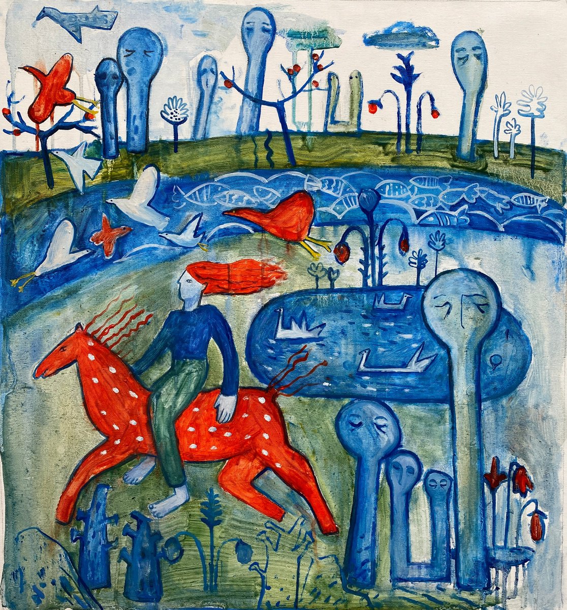 Expressive Landscape Oil Painting By Liubov Ro, 24 X 24", Amazing Forest, Original Artwork