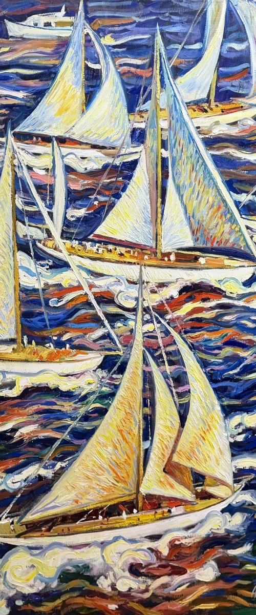 Sails of freedom in Saint-Tropez by Andrii Chebotaru