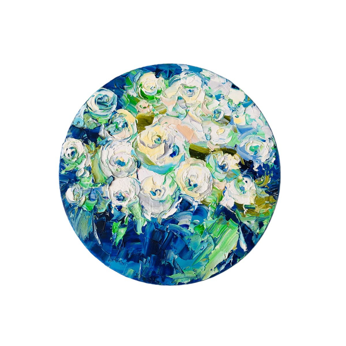 Abstract Botanical Oil Painting By Svitlana Andriichenko, 12 X 12", Morning In Provence, Original Artwork