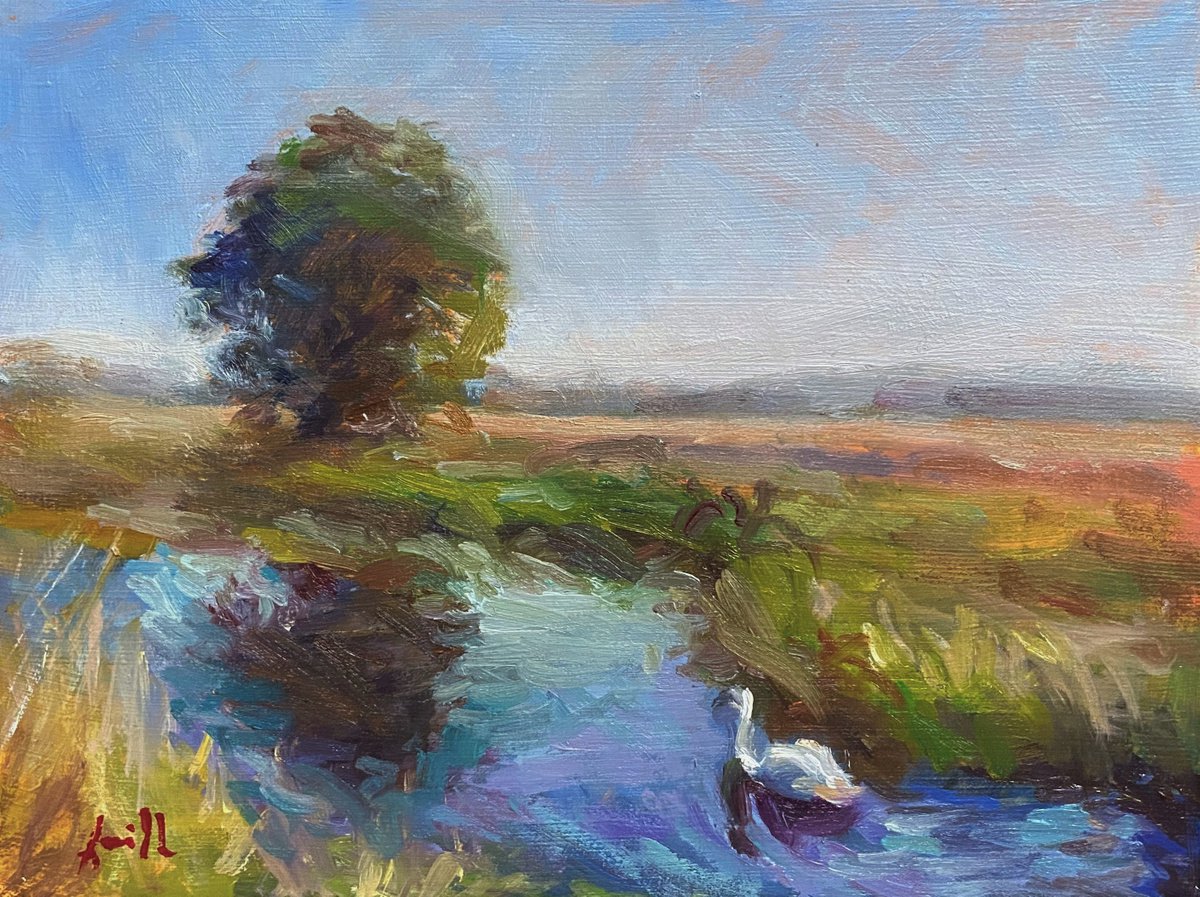 Original oil Impressionist English countryside landscape. by Jackie Smith