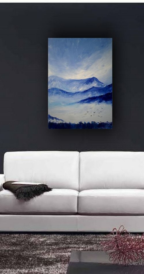 BIRDS, 50X70cm by Anastasiia Novitskaya