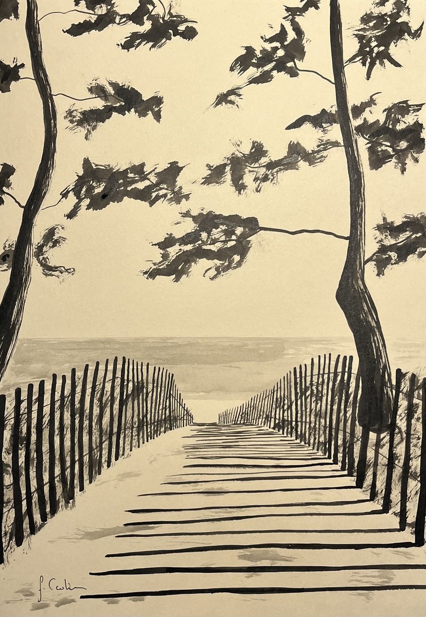 Landscape Painting By Cadiou Frederic, 13 X 17, Sainte-Marine, Original Artwork