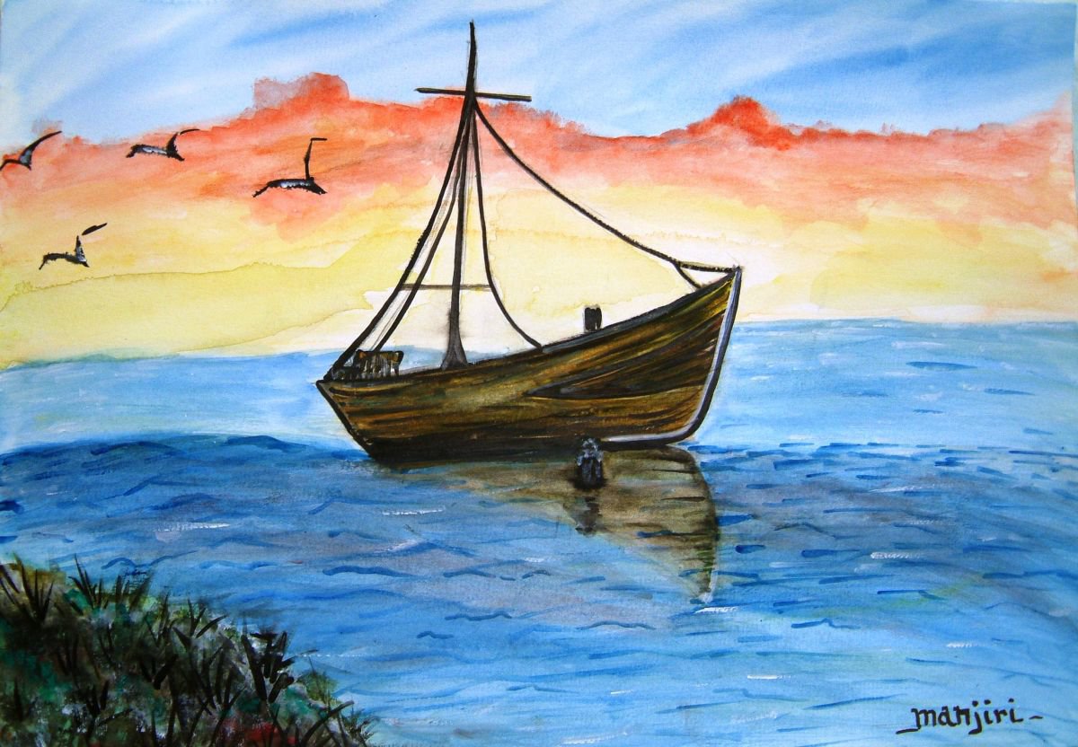 Adrift a boat painting by Manjiri Kanvinde