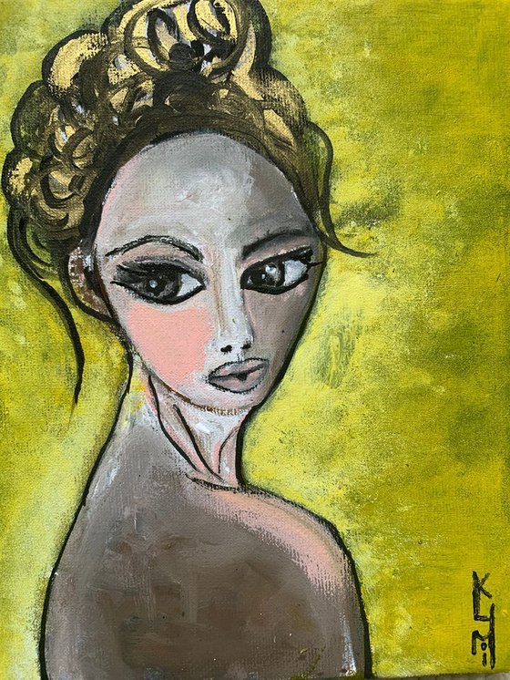 Portrait of Woman Small Paintings Gift Ideas For Her Girl Home Decor Wall Art Decor 8”x8”