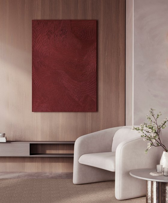 "Burgundy Fluency 5" Burgundy textured art