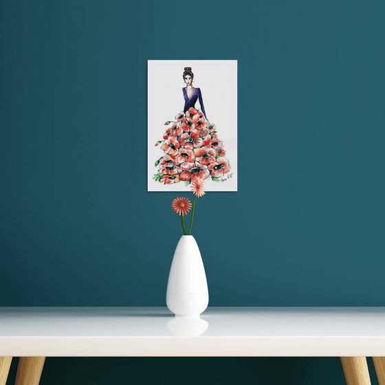 Lady in Red Poppy Dress