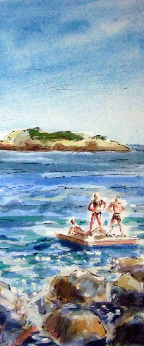 Bathers at Rocky Beach by Jimmy Leslie