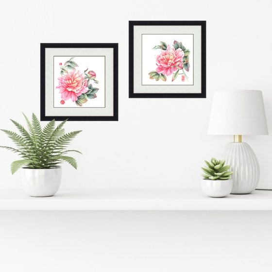 Peonies - Chinese painting, Watercolor painting