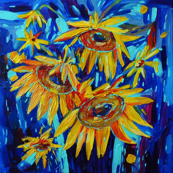 Sunflowers in vase acrylic painting