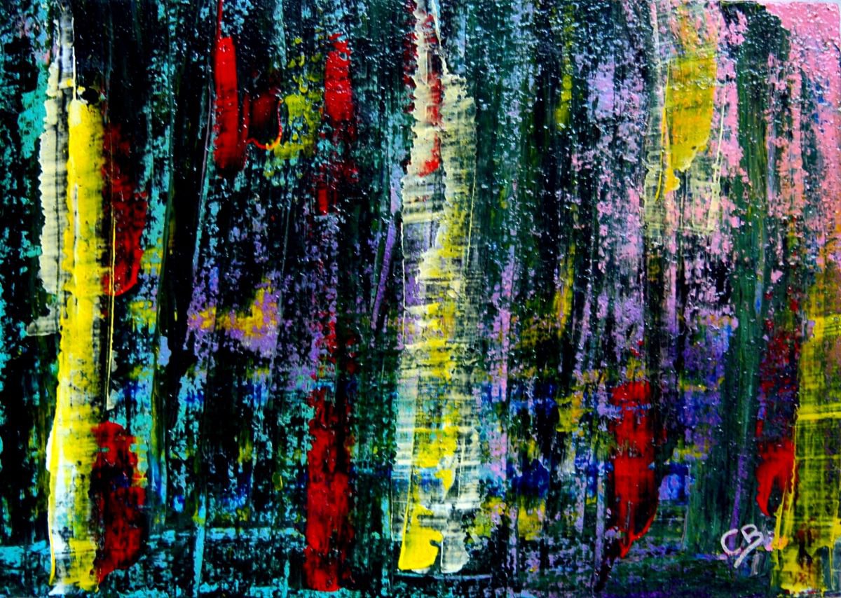 Abstract Landscape Acrylic Painting By Cb., 21 X 15, Abstract 18, Original Artwork